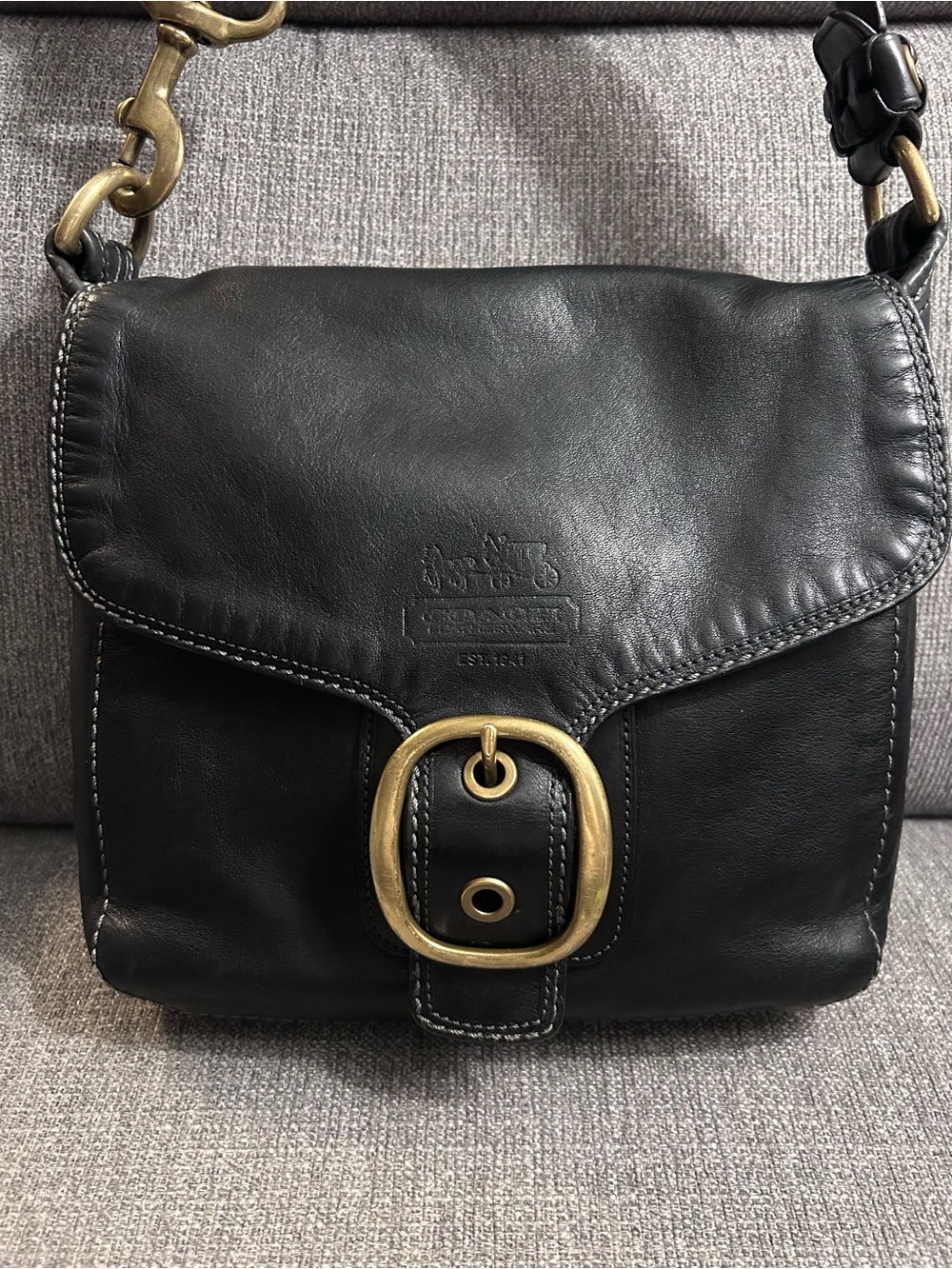 Vintage Coach Bleeker Large Flap Tattersall Satchel Bag 11419 with laced strap